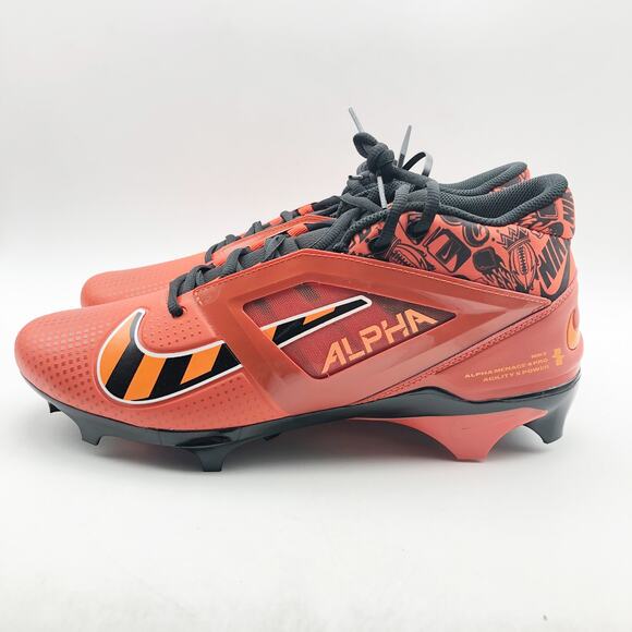 Nike Men Alpha Menace 4 Pro NRG Molded Football Cleat Size 8 Orange Black NWOB - Picture 7 of 11